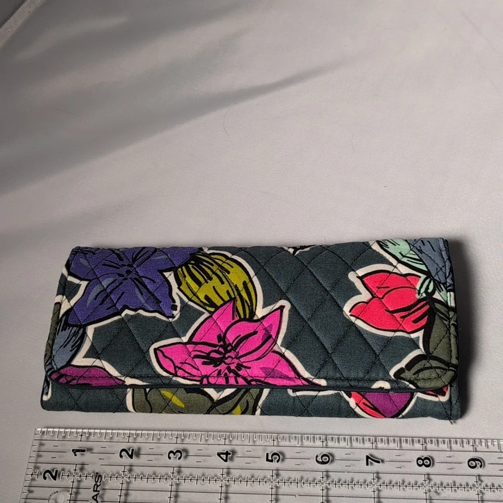 Vera Bradley Tri-Fold Clutch Wallet in Falling Flowers RFID